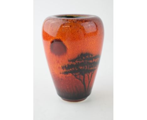 Poole Pottery desert scene vase, 10.5cm tall.  In good condition with no obvious damage or restoration.