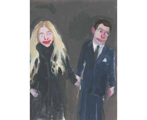 
	
		Jennie Ottinger
		Carolyn Bessette-Kennedy &amp; Husband 2, 2022
		Oil on Paper
		Signed on Verso 
		15 x 10cm (5¾ x 3¾ 