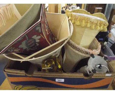 A Box of Lamp Shades and Table Lamps. 
