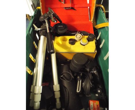 A Collection of 35 mm Photographic Equipment to Include Cannon Camera, Lenses, Tripod Etc. 