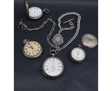A late Victorian silver open faced pocket watch, the circular enamel dial with Roman numerals and a seconds subsidiary dial i