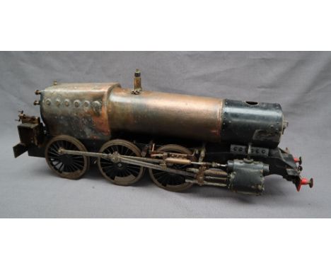 A copper and steel live steam engine together with a large brass boiler body