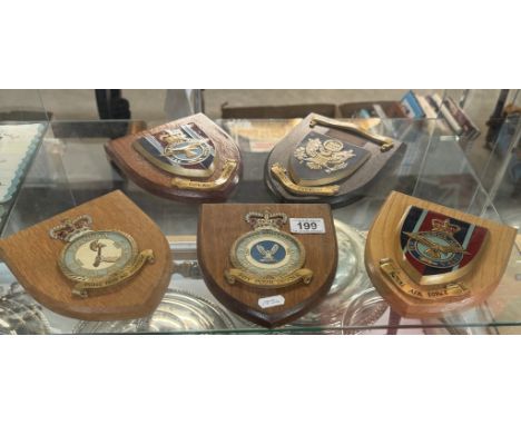 A quantity of military shields, 4 R A F and 1 US attache office
