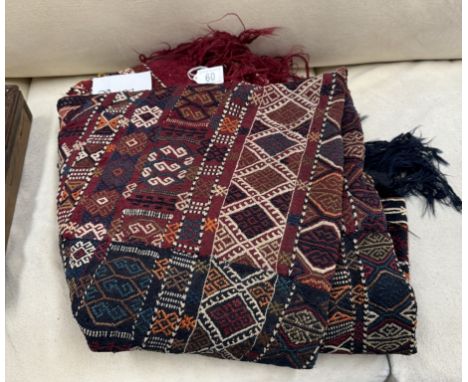 Afghan/Iranian Sumak Blanket/Tapestry An early 20th Century Sumac Rug or wall hanging - having a geometric design to a red an