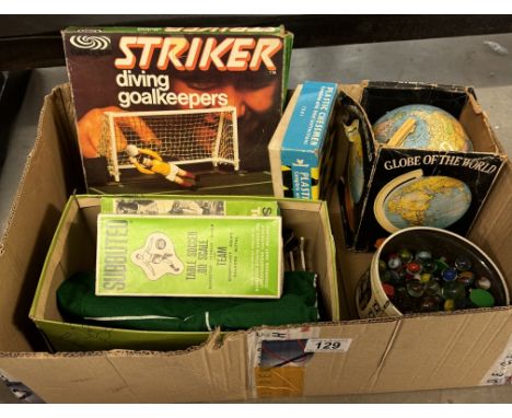 A quantity of vintage toys including Subbuteo, marbles etc