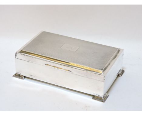 A modern silver cigarette box, with engine turned top, and Gurkha kukri crest, Birmingham, 1982