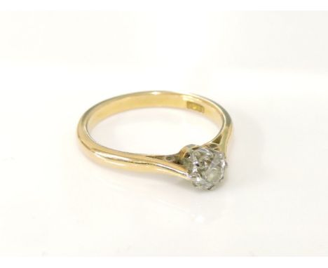 A gold single stone diamond ring, marked 18ct, 2.6g