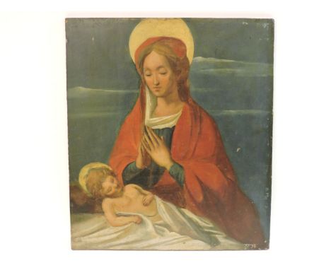 English SchoolMADONNA AND CHILDoil on panel,37 x 32cmProvenance:  From the Estate of Stephen Masty