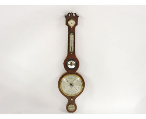 A 19th century barometer, with silver hygrometer thermometer, dial and level, signed Chas Riva, Glasgow, with box wood and eb