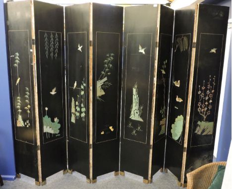 A Chinese 8 part folding screen213x41cm each panel