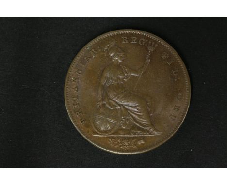 Victoria, penny 1859, ornamental trident, traces of lustre, Spink envelope and cards