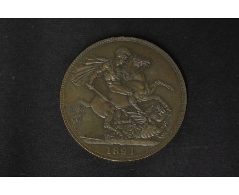 George III, copper proof crown, 1821, EF, spotting on cheek, light knocks to edge