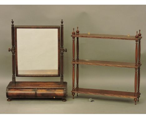 A Regency mahogany box based dressing table mirror, in the manner of Gillow, reeded and ring turned supports, 54cm wide