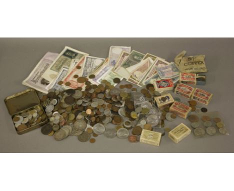 World coins and bank notes, a large mixed quantity of loose coins, predominantly 18th century to present, to include Victoria