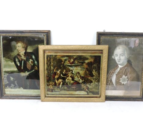 A print on glassSIR JEFFREY AMHERST36 x 25cm, a further print on glass, and a printed portrait of Robert Lord Cline