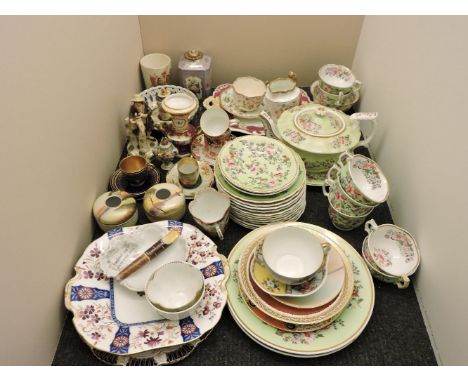 A mixed lot of English and continental porcelain mostly 19th century including a Yates part tea service