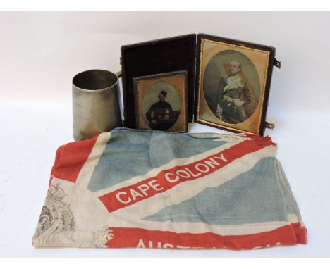 Baker and Co, Calcutta, 'A PORTRAIT OF A BRITISH OFFICER', ambrotype, hand tinted on a gilt mount and frame, in a leather cas