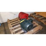 Skid of (2) 10HP Induction Motors; (1) Toshiba, Model B0102FLF2UMH04, S/N 060306693, 230/460V, 3510