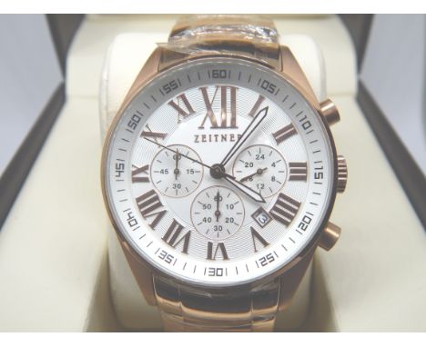 Zeitner ZQ2522 Tycoon gold quartz chronograph gents wristwatch