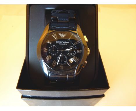 Emporio Armani AR1400 gents black ceramic chronograph wristwatch