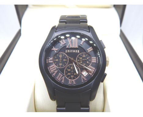 Zeitner ZQ2621 black ceramic Entourage rose gold chronograph
gents wristwatch