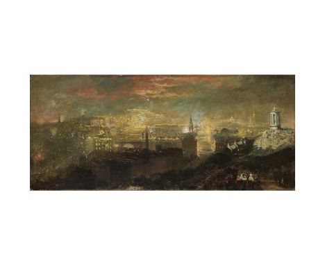 SAM BOUGH R.S.A. (SCOTTISH 1822-1878)  FIREWORKS OVER EDINBURGH 10TH MARCH 1863   Signed and indistinctly dated, inscribed on