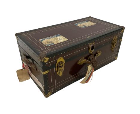 Mid-20th century travelling trunk, with Cunard White Star labels Dimensions: Height:&nbsp;32cm&nbsp; Length/Width:&nbsp;77cm&
