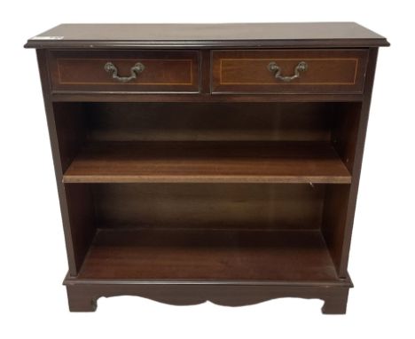 Georgian design small mahogany bookcase, two drawers over single shelf, on bracket feet (W76cm D26cm H73cm); Georgian design 