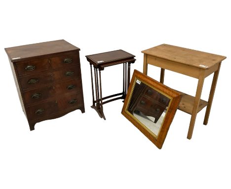 Georgian mahogany commode disguised as a four drawer chest (W63cm, H77cm, D48cm); 19th century pine rectangular two-tier side