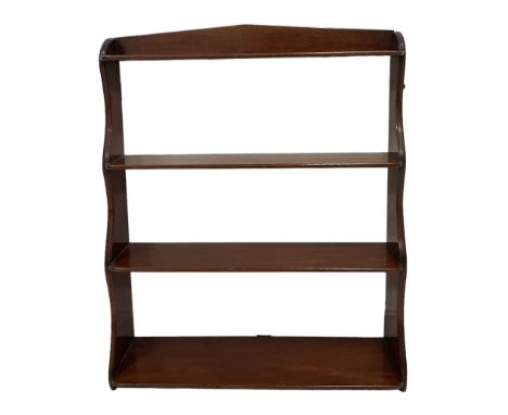 19th century mahogany waterfall wall shelf, four graduating tiers Dimensions: Height:&nbsp;78cm&nbsp; Length/Width:&nbsp;64cm