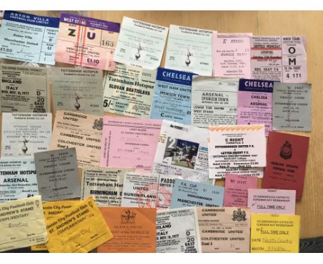 Football Ticket Collection: Includes some Tottenham European homes, 75 FA Cup Semi Final replay at Chelsea, 66/67 Ipswich v B