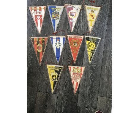 Large Football Pennant Collection: From the mid to late 60s measuring 10 inches high. Includes Tottenham Wolves Coventry Real
