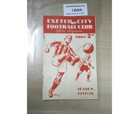 37/38 Exeter City v Newport County Football Programme: Dated 1 1 1938 in fair condition with no team changes. Rusty staples r