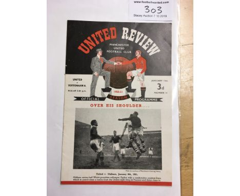 50/51 Manchester United v Tottenham Football Programme: Dated 13 1 1951 from the division one championship season in good con