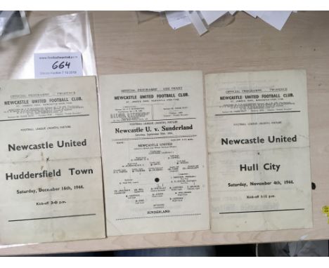 44/45 Newcastle United Home Football Programme:  League matches v Sunderland single sheet Very good with scorers noted plus 4