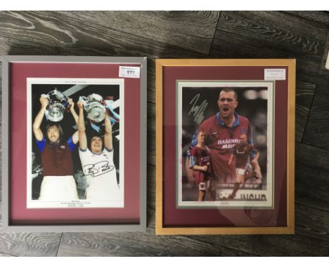 West Ham Signed Framed Football Prints: Nicely framed and double mounted montages of Bonds and Dicks. Measures 21 x 17 inches