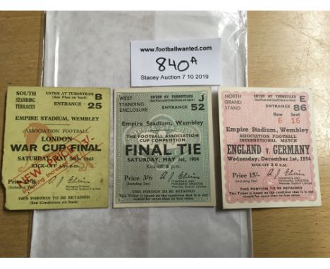 1942 Cup Final Football Ticket + More: London War Cup Final between Portsmouth and Brentford has tiny piece missing from bott