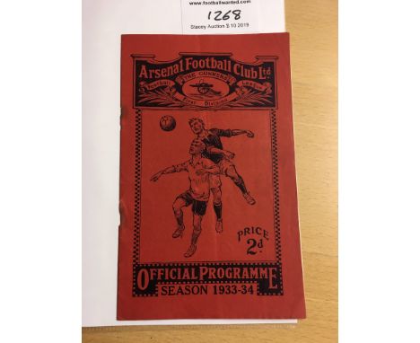 33/34 Arsenal v Derby County Football Programme: Dated 30 3 1934 in fair/good condition with no team changes. Staples have ru