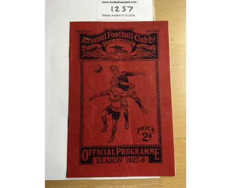 27/28 Arsenal v Newcastle United Football Programme: Dated 10 12 1927  in good condition with no team changes. Rusty staples 