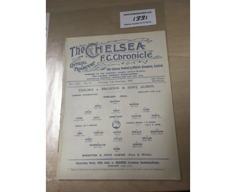 1926/27 Chelsea Reserves v Brighton Football Programme: Dated 11 11 1926. London Combination. Good condition single sheet wit