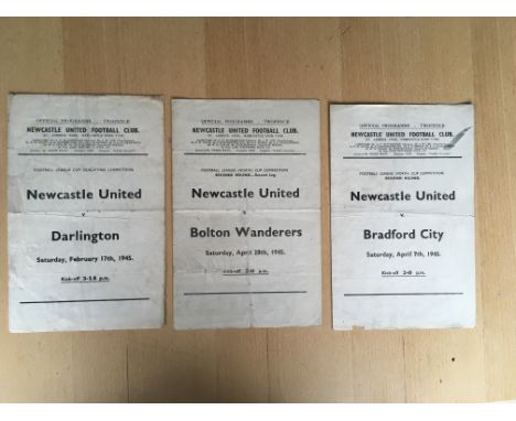 44/45 Newcastle United Home Football Programme: Cup matches v Darlington Bradford City and Bolton who ended up North Cup Winn