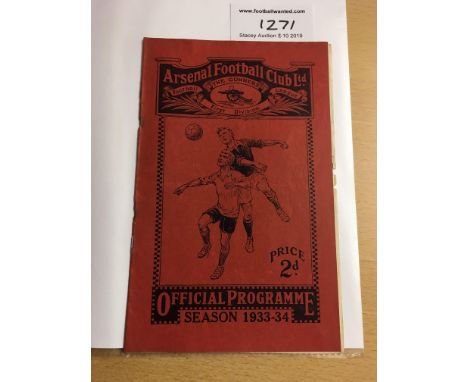 33/34 Arsenal v Middlesbrough Football Programme: Dated 30 9 1933 in fair/good condition with no team changes. Has been resta