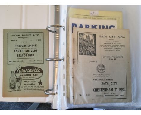 Non League Football Programme Folder: Wide variety of good condition programmes to include 59/60 South Shields v Bradford FA 