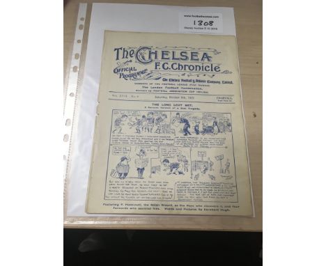 1921/22 Chelsea v Newcastle United Football Programme: Dated 8 10 1921 in good condition with 2 small holes to spine and writ