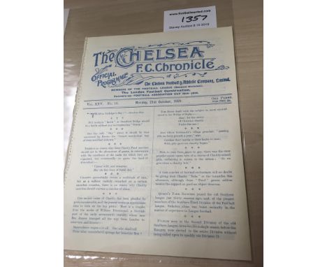 1929/30 Chelsea v QPR Football Programme: Dated 21 10 1929. London Professional Charity Fund. Four page programme in good con