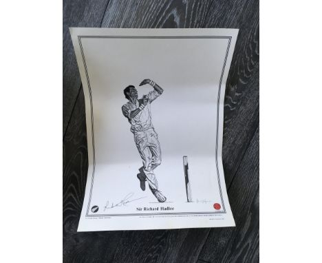 Signed Cricket Prints: Both ltd edition black and white prints measuring 16 x 12 inches. One of Sir Richard Hadlee and one of
