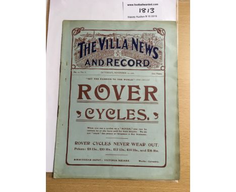 1906/07 Aston Villa v Newcastle United Football Programme: Dated 10 11 1906 in excellent condition with no team changes. Rust