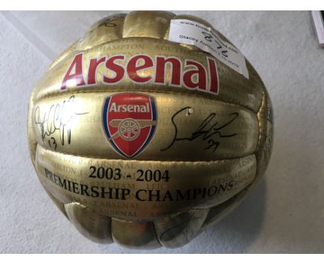 Arsenal Signed Invincibles Gold Football: Fully signed gold ball with Arsenal 2003/2004 Premiership Champions printed to ball