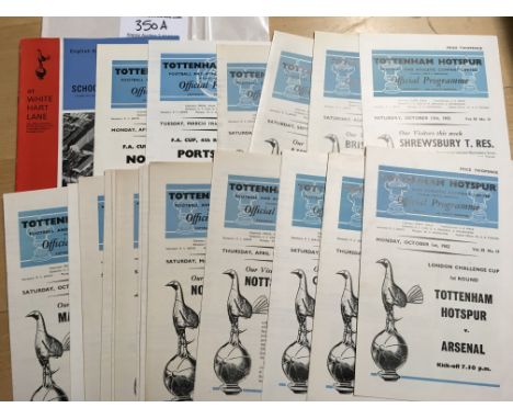 62/63 Tottenham Reserves Football Programme: All 17 Combination League matches plus Arsenal LCC and FA Cup matches not involv