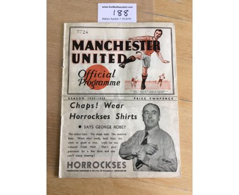 34/35 Manchester United v Notts County Football Programme: Good condition League match dated 25 12 1934 with no writing. Smal